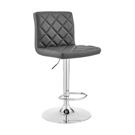 Armen Living Duval Adjustable Gray Faux Leather and Charcoal Swivel Barstool LCDUBACHRGR
